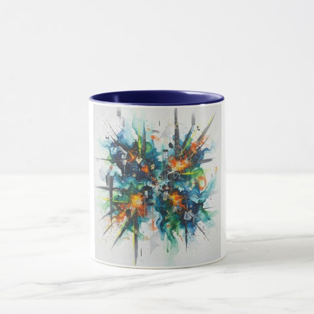 Abstract Act Color Burst Ceramic Mug Mugg (Center)