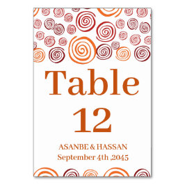 Abstract African Shape Wedding Table Number Card  Bordsnummer