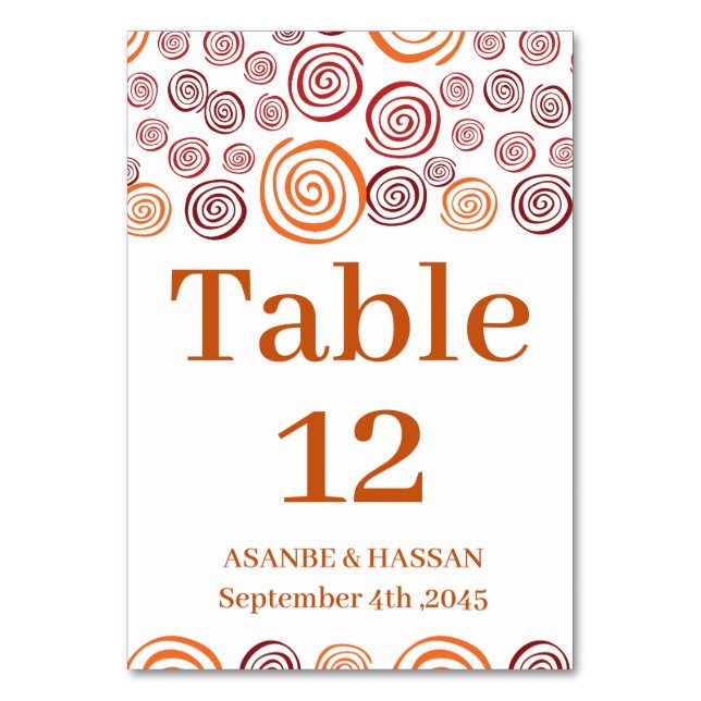 Abstract African Shape Wedding Table Number Card  Bordsnummer (Framsidan)