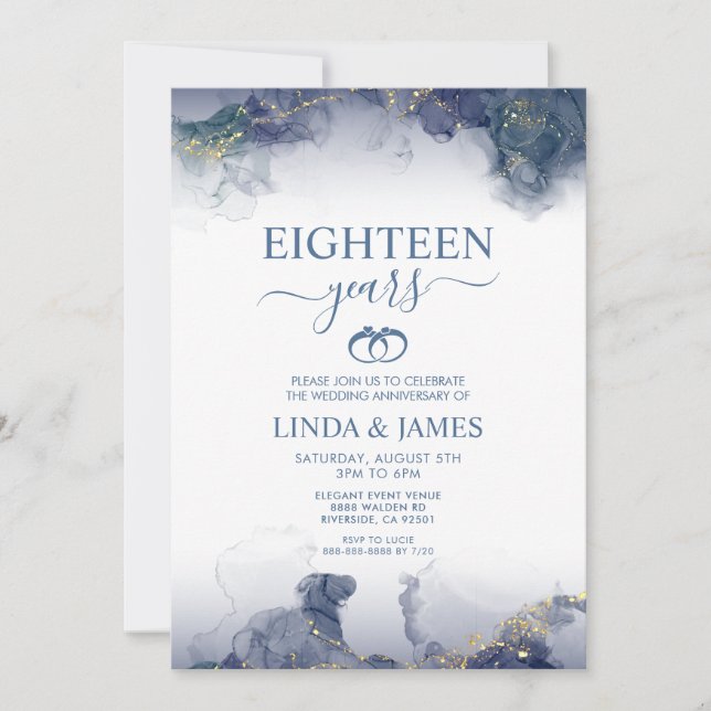 Abstract Alcohol Ink Stain Wedding Anniversary  Inbjudningar (Framsida)
