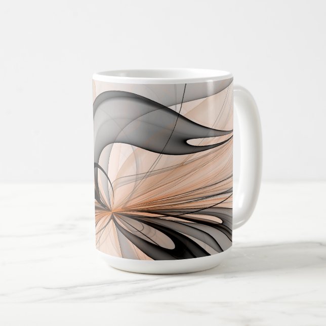 Abstract Anthracite Gray Sienna Modern Fractal Art Kaffemugg (Framsida höger)