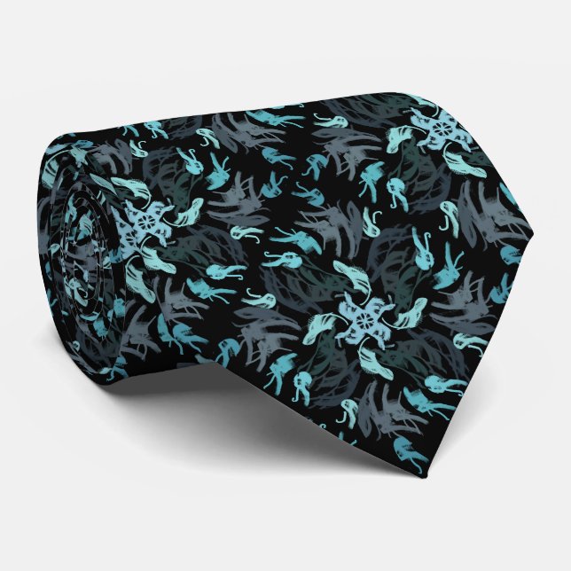 Abstract Aquatic Shaded Repeat Pattern On Black Slips (Rullad)