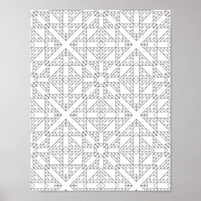 Abstract Arrow Grid Coloring Page Tribal Geometry Poster (Framsidan)