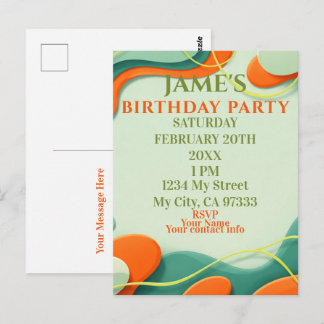 Abstract Art Birthday Invitation Vykort