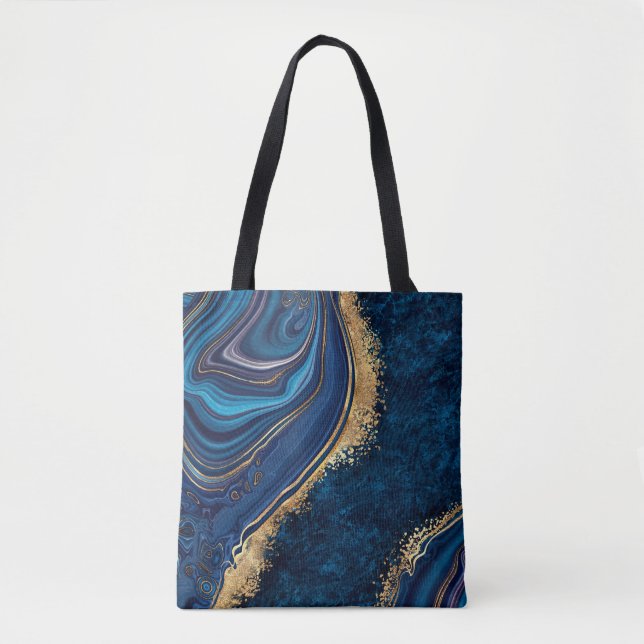 abstract background blue marble agate granite mosa tygkasse (Framsida)