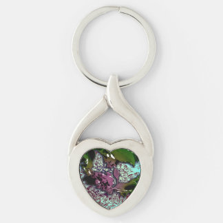 Abstract Background_Holly Branch Twisted Heart Silverfärgad Nyckelring