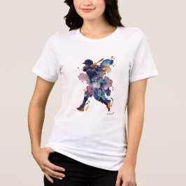 Abstract Baseball Player | Fluid Ink Watercolor T Shirt