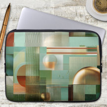Abstract Bauhaus Green Gold Laptop Sleeve