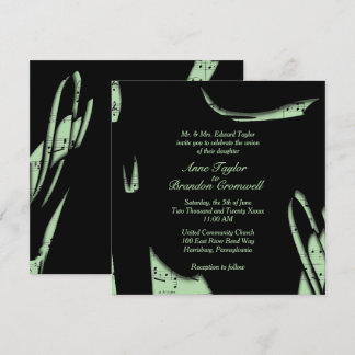 Abstract Black and Green Music Wedding Invitation Inbjudningar