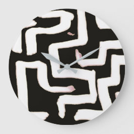 Abstract Black and White Clock Stor Klocka