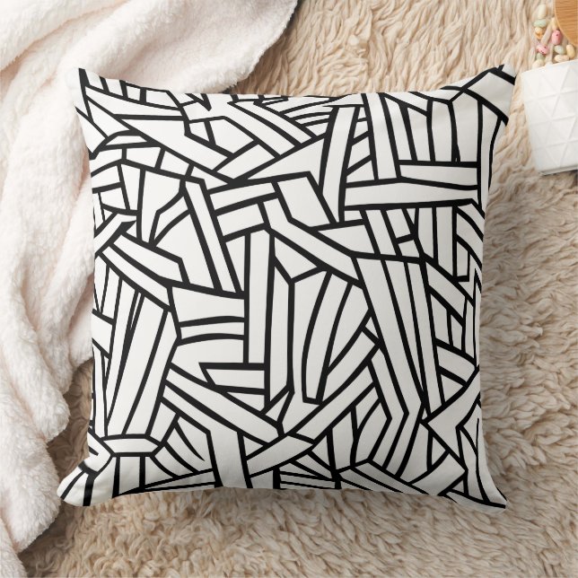 Abstract Black and White Geometric Line Pattern Kudde (Filt)
