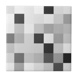 Abstract Black and White Pixelated Mosaic Grid Kakelplatta