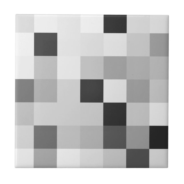 Abstract Black and White Pixelated Mosaic Grid Kakelplatta (Framsidan)