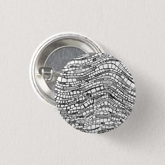 Abstract Black and White Shapes Design Button Pin Knapp (Framsida & baksida)