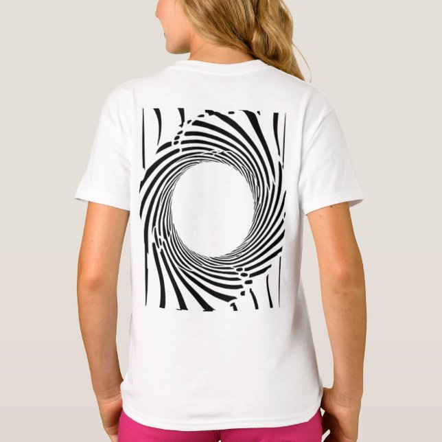 Abstract Black Hole Spiral Line Art  T Shirt (Baksida)