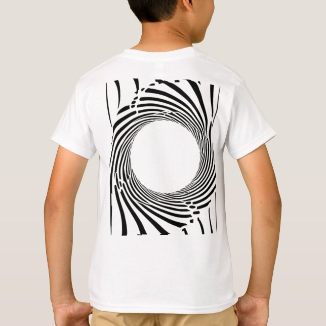 Abstract Black Hole Spiral Line Art  T Shirt (Baksida)