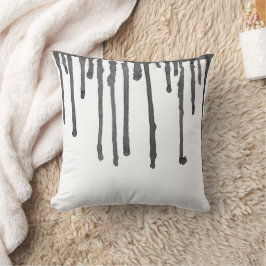 Abstract Black Paint Drops And Stripes Kudde