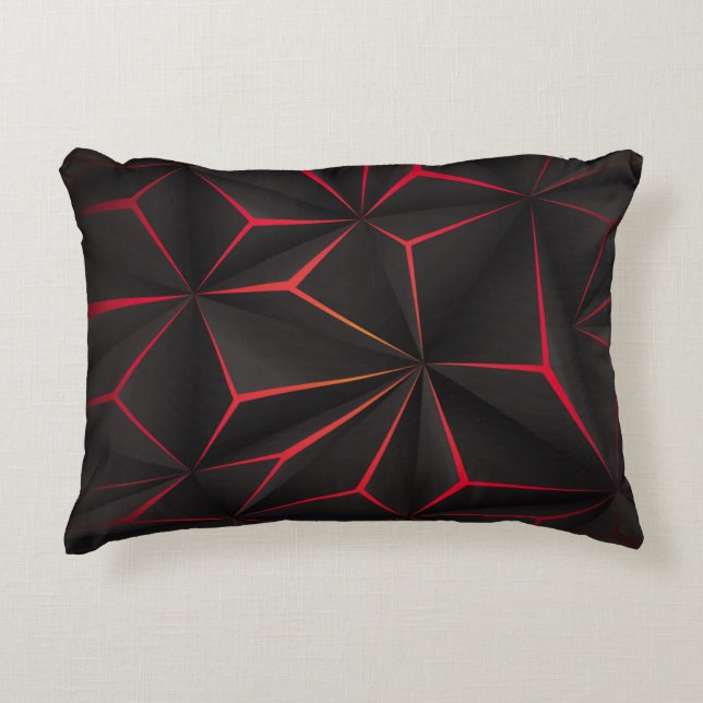 Abstract black polygon red light futuristic techno prydnadskudde (Framsidan)