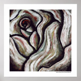 Abstract Black White Grey Red Rose Fine Art Gift Poster