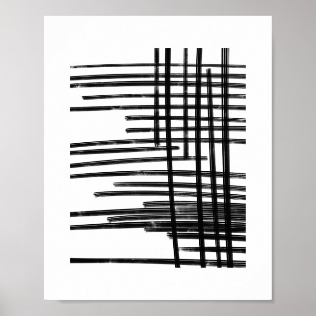 Abstract Black & White Lines Art -  Scratches 2 Poster (Framsidan)