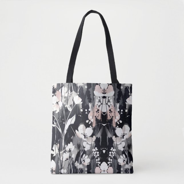  Abstract Blossoms — Monochrome Blush Chic Tygkasse (Framsida)