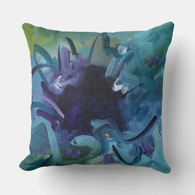 Abstract Blue Art Throw Pillow Home Decor Kudde (Framsida)