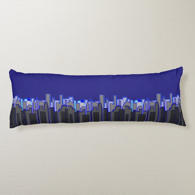 Abstract Blue City Skyline Art Kroppskudde (Baksidan)