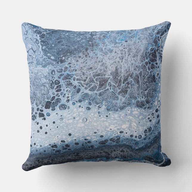 Abstract Blue & Gray Ocean Drift Kudde (Baksida)