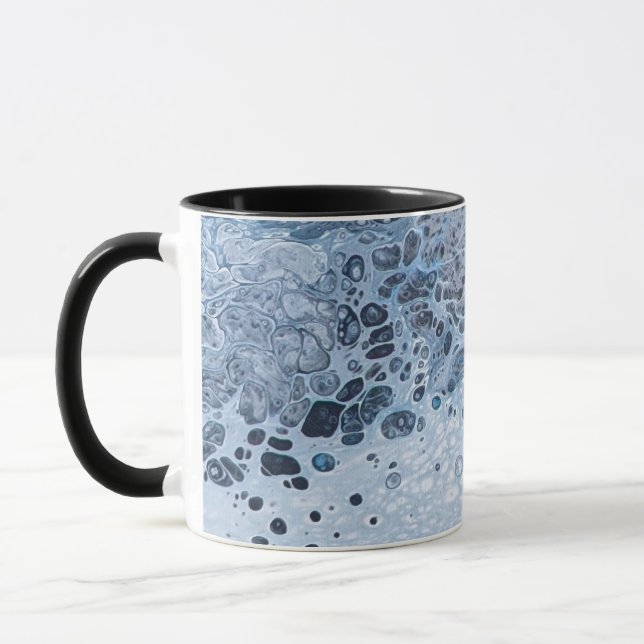 Abstract Blue & Gray Ocean Drift Mugg (Vänster)