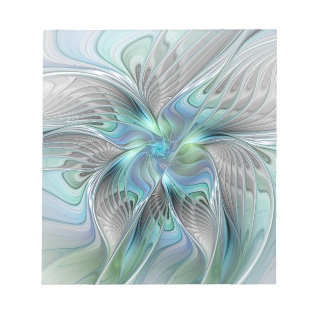 Abstract Blue Green Butterfly Fantasy Fractal Art Anteckningsblock (Framsida)