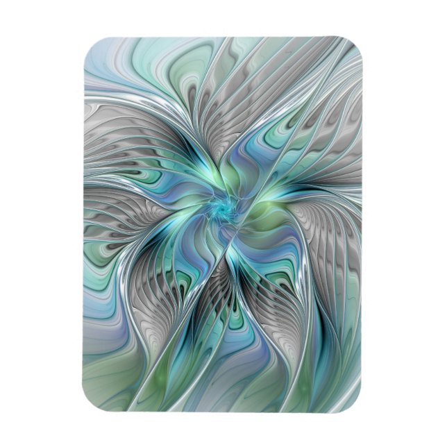 Abstract Blue Green Butterfly Fantasy Fractal Art Magnet (Vertikal)