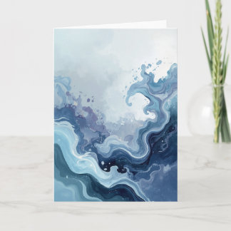 Abstract Blue Ocean Waves Peaceful Greeting Card Kort
