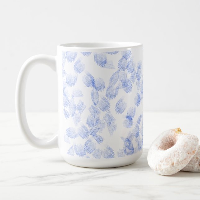 Abstract Blue Paint Brush Strokes Pattern Kaffemugg (Med munk)