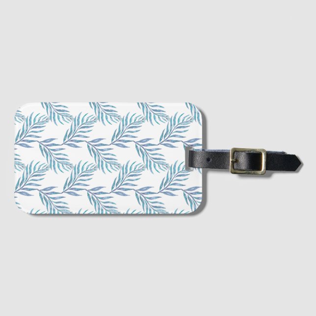 Abstract blue palm leaves bagagebricka (Framsida horisontal)
