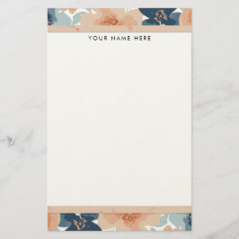 Abstract Blue, Peach, Orange Floral Brevpapper