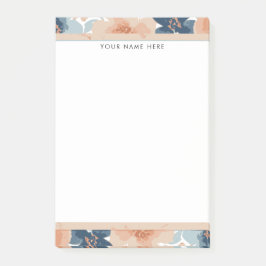 Abstract Blue, Peach, Orange Floral Post-it Block