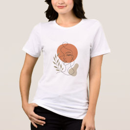 Abstract Boho Line Art Woman Face T-Shirt  