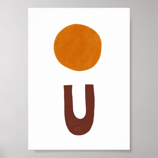 Abstract Boho Yellow And Red Shapes Poster (Framsidan)