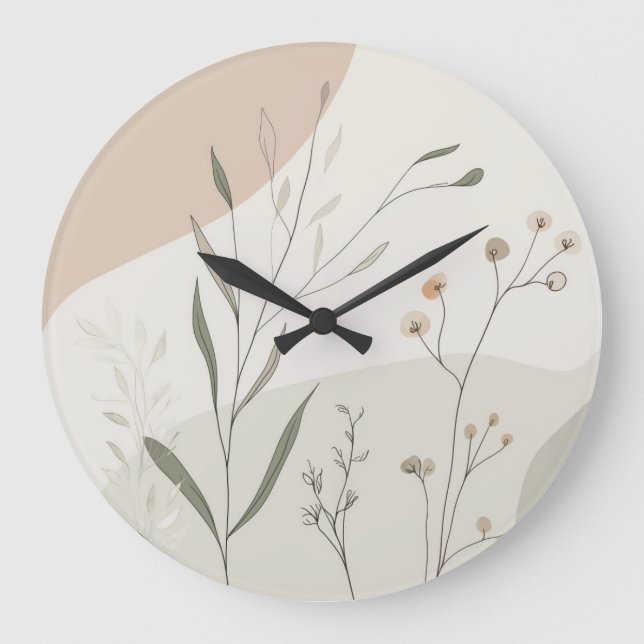 Abstract Botanical Clock – Minimal Wildflower N Stor Klocka (Framsida)