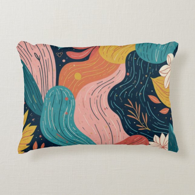 Abstract Botanical Flow Pillow Prydnadskudde (Framsidan)