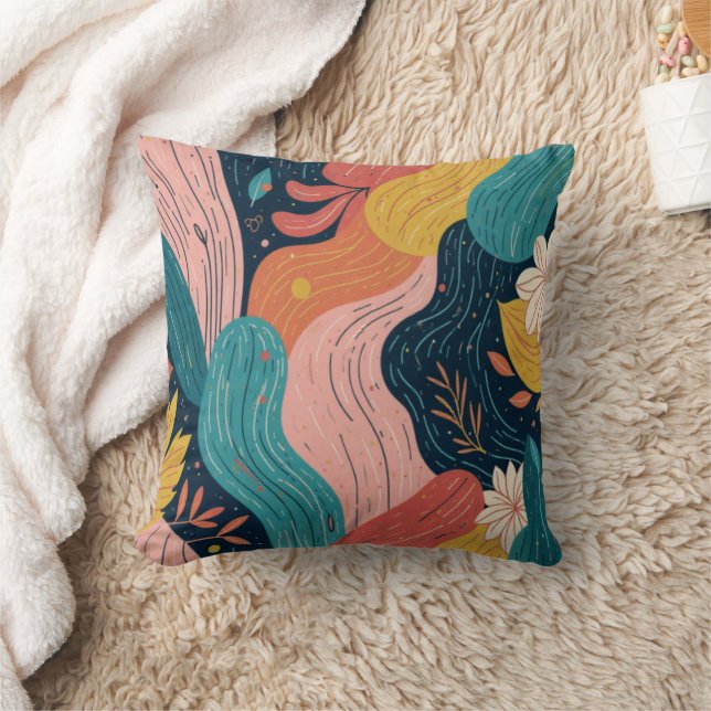 Abstract Botanical Flow Throw Pillow Kudde (Filt)