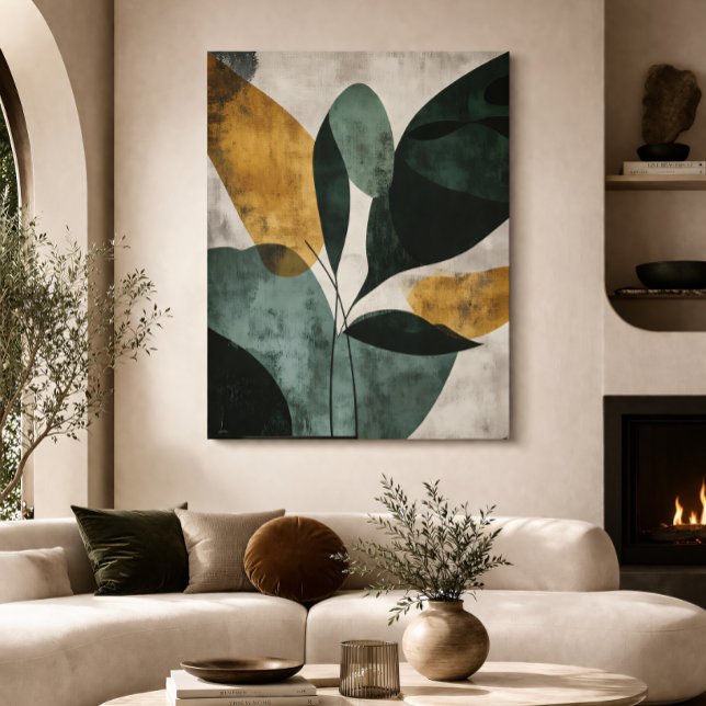 Abstract Botanical Green Mustard Textured Minimal Poster (Skapare uppladdad)