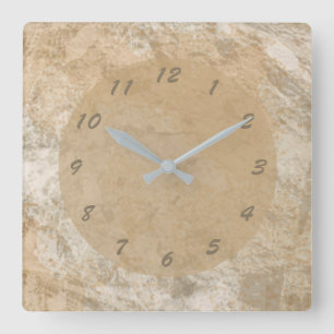 Abstract Brown Faux Marble Fyrkantig Klocka