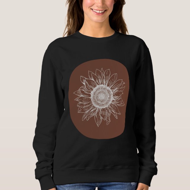 Abstract Brown Pastel Boho Sunflower Minimalistic  T Shirt (Framsida)