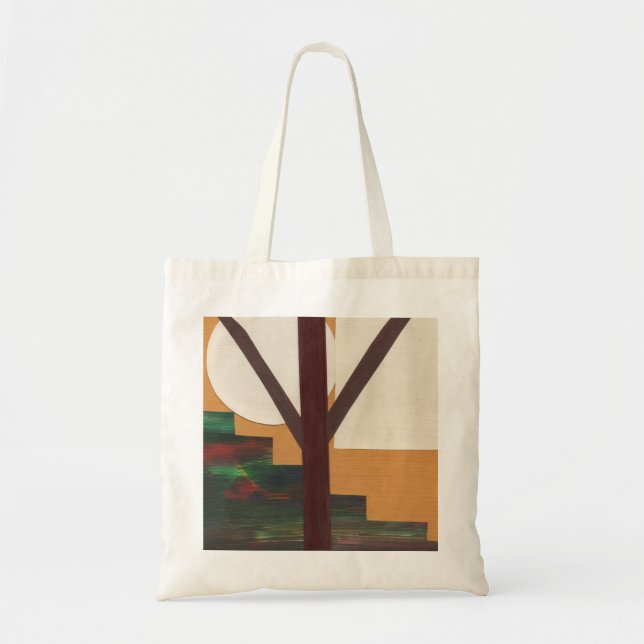Abstract Brown Tree with Geometric Shapes Tygkasse (Framsidan)