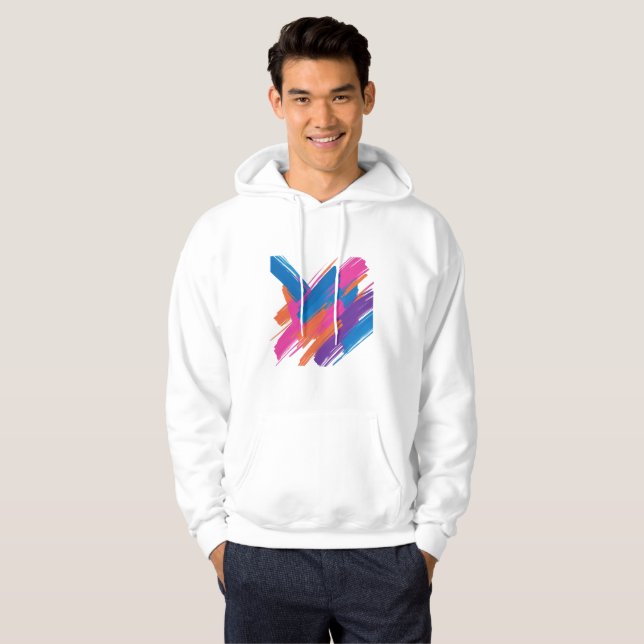 Abstract Brush Stroke Hoodie – Vibrant Artistic Sw (Hel framsida)