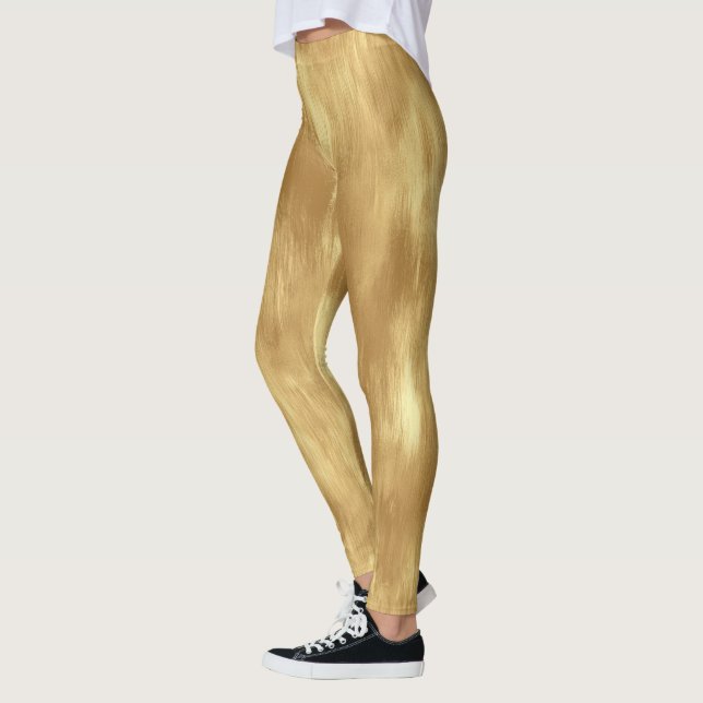 Abstract Brushed Gold Texture Leggings (Vänster)