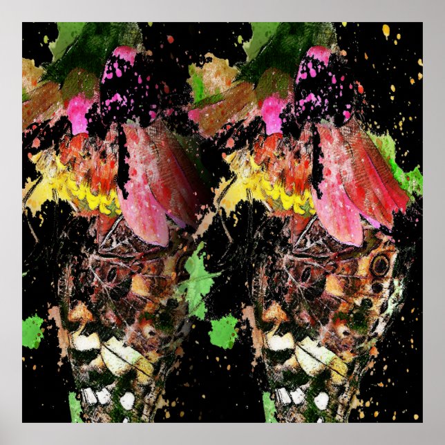 Abstract Butterfly Colorful Mixed Media Butterfly  Poster (Framsidan)