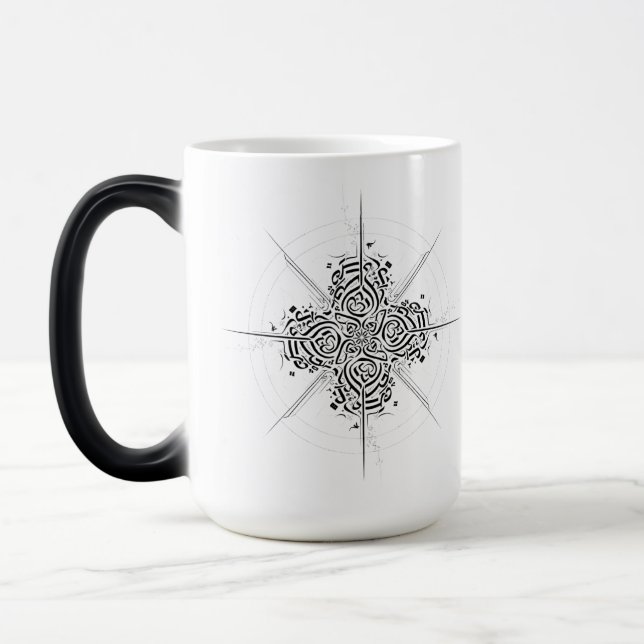 Abstract Calligraphy Compass - Premium Ceramic Mug Magisk Mugg (Vänster)