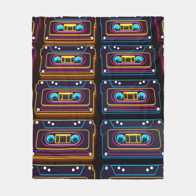 Abstract Cassette tape neon retro music of backgro Fleecefilt (Framsidan)